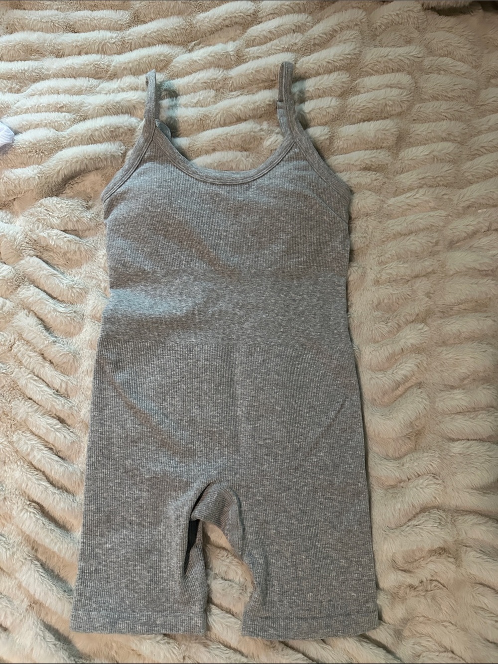 Alo Seamless Ribbed Favorite Romper Light Grey Ribbed Tank Romper